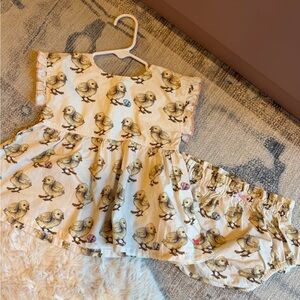 Pink Chicken Easter Chick Print Kids Dress Set 18-24 mo